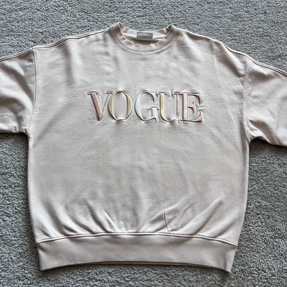Vogue Collection Logo Sweatshirt Womens XL Pink Cotton Crewneck Pullover - Picture 3 of 14